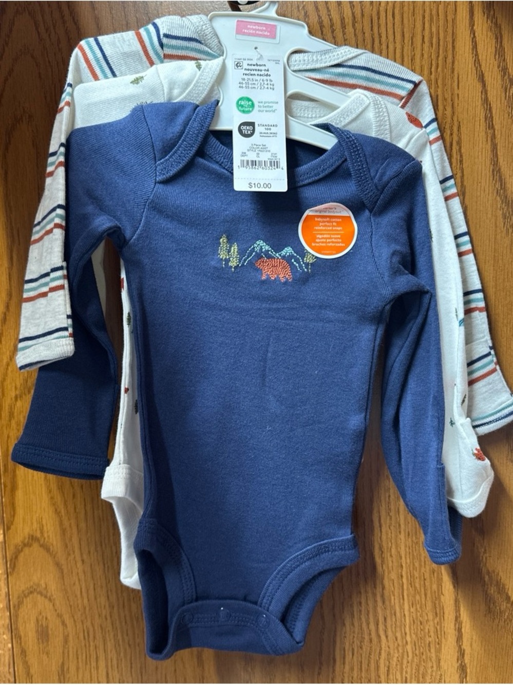 Carter's Navy Bear & Mountain Long-Sleeve Baby Bodysuit 3-Pack